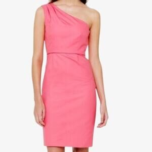 J.Crew Sheath Dress Size 4 Coral Asymmetrical Cocktail Semi Formal